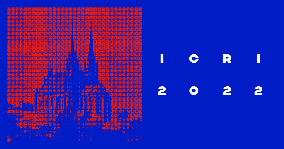 red and blue ICRO logo showing a historic building in the background